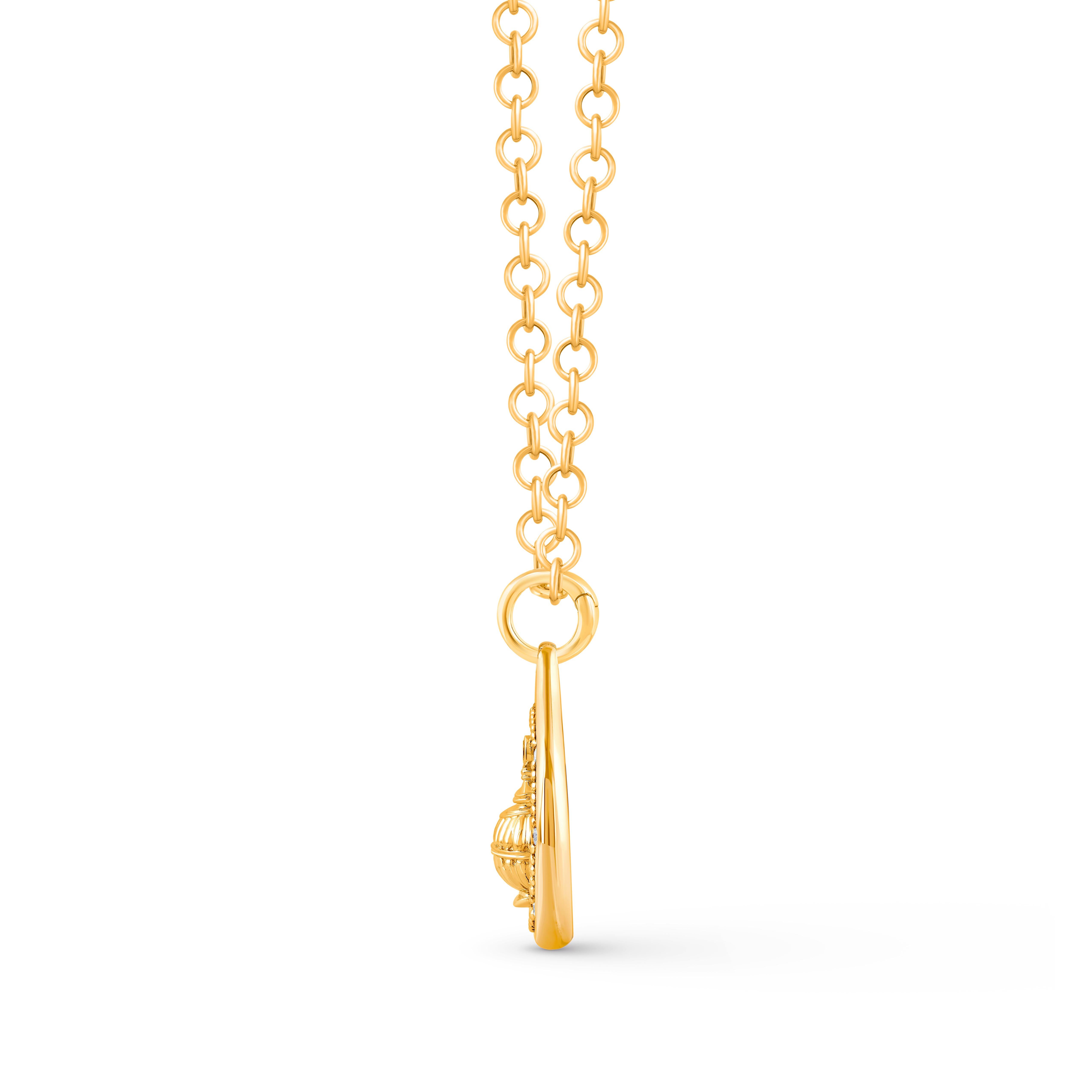 Contemporaneo Collana con ciondolo di prosperità con diamante incolore in oro 18 carati Harakh in vendita