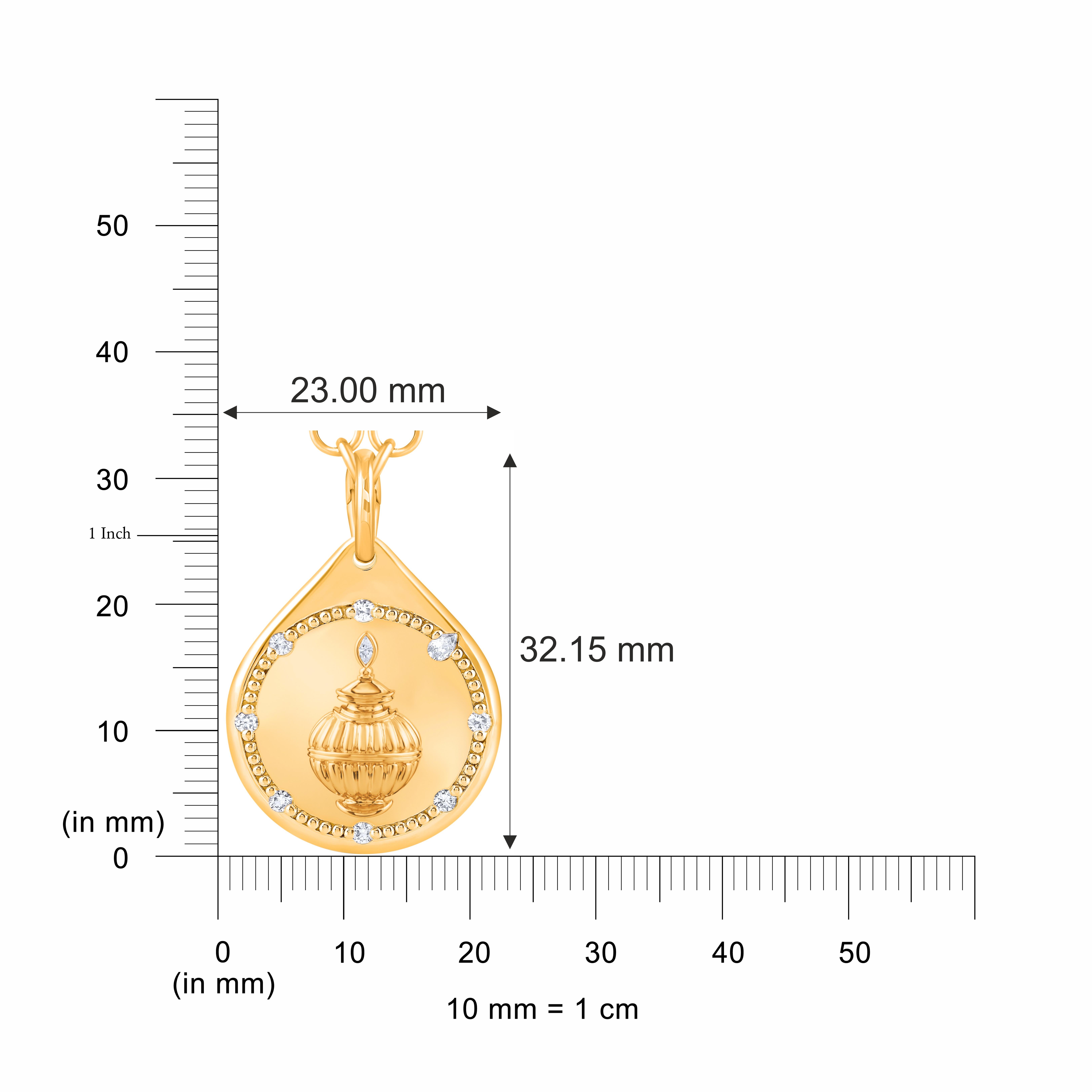 Collana con ciondolo di prosperità con diamante incolore in oro 18 carati Harakh In condizioni Nuovo in vendita a New York, NY