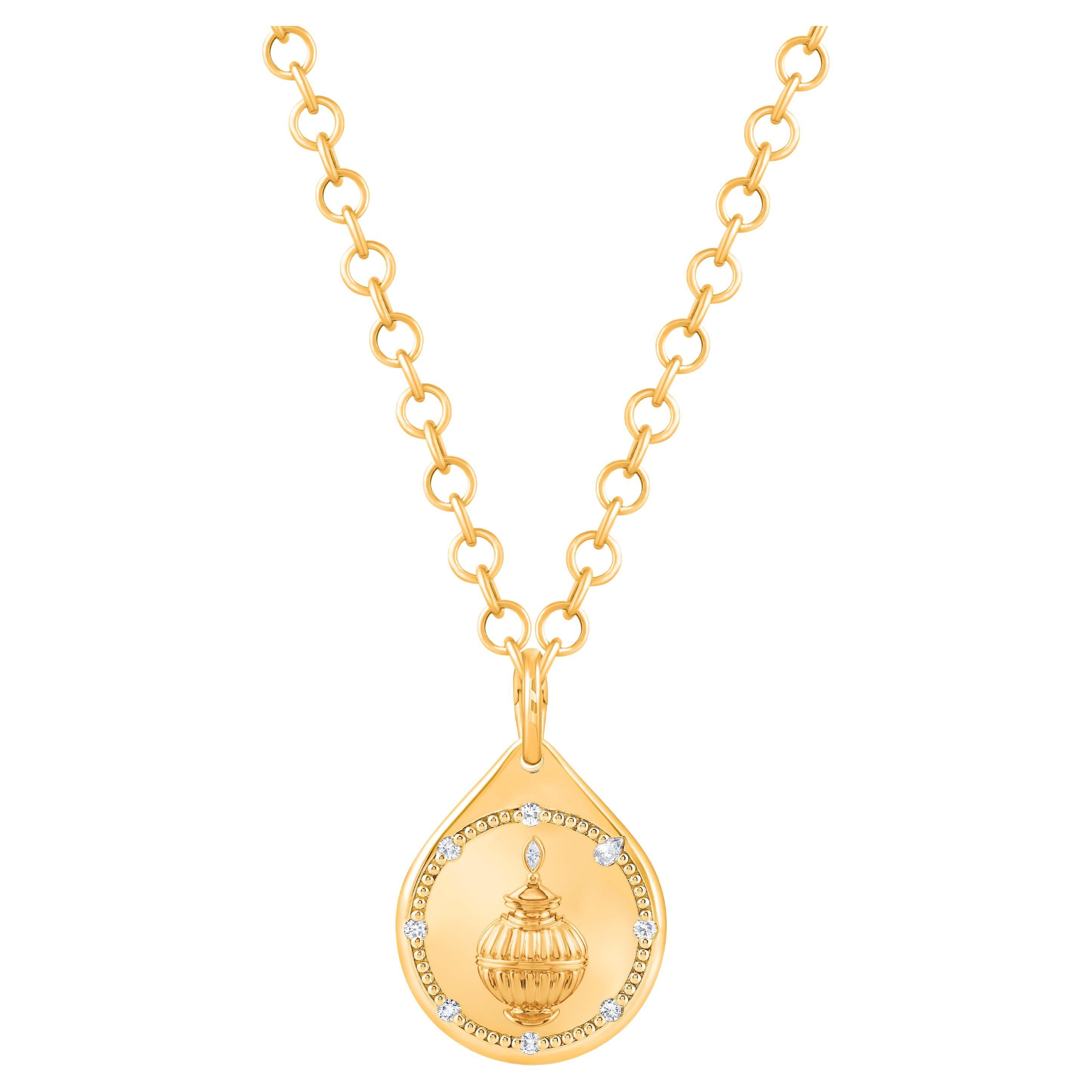 HARAKH 18 Karat Gold Colorless Diamond Drop of JOY Prosperity Pendant Necklace