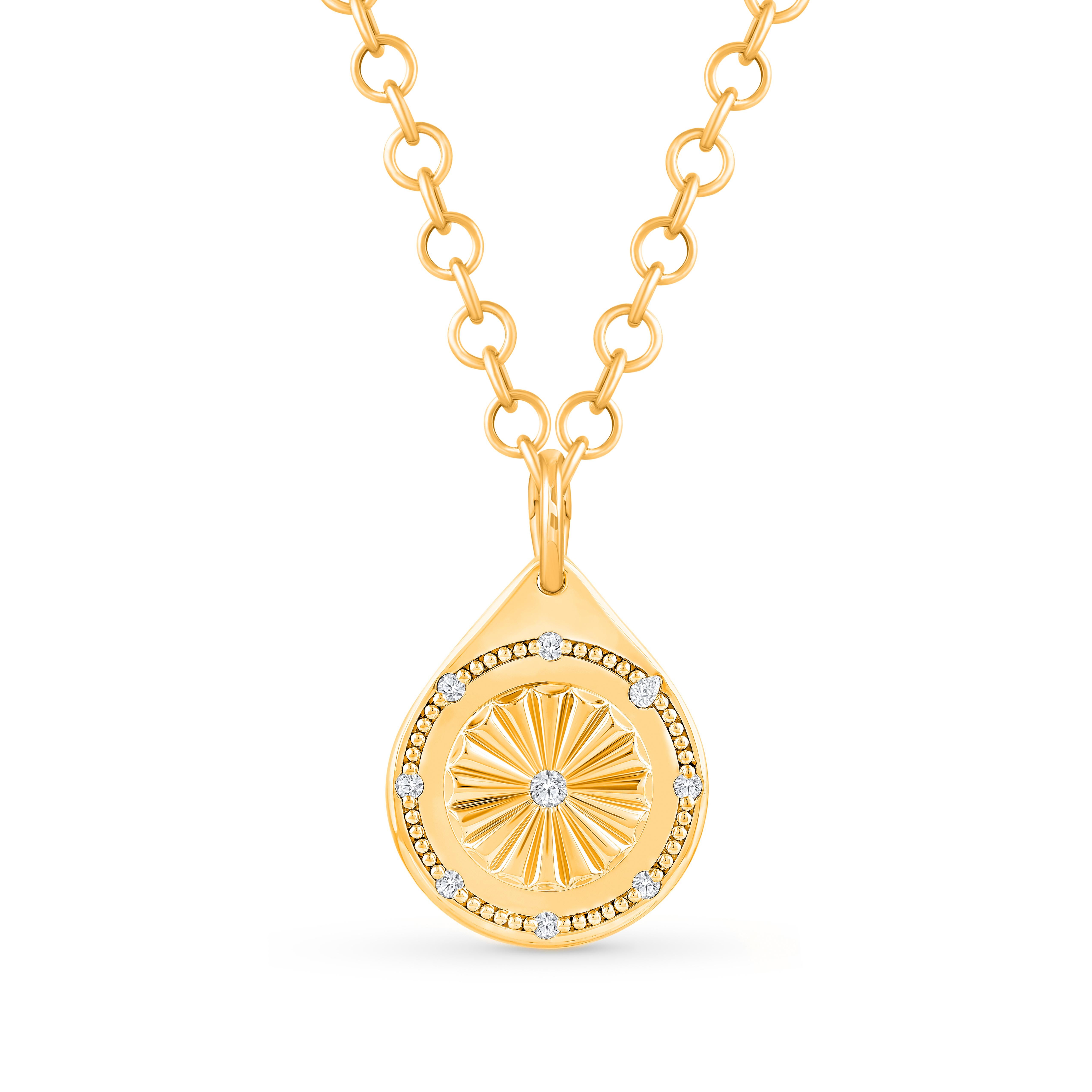 Collana con ciondolo di protezione con diamante incolore Harakh in oro 18 carati