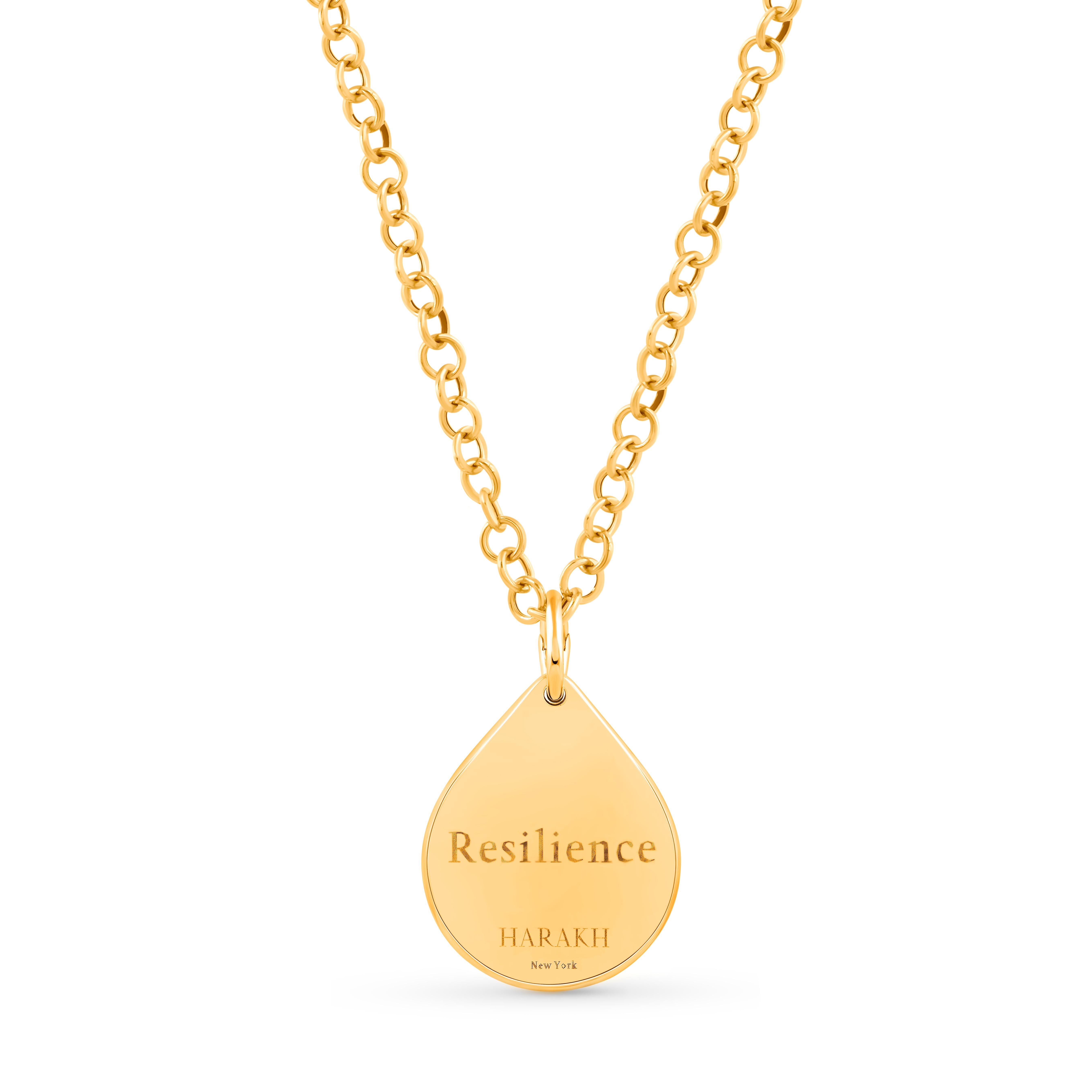 Taglio brillante Collana con ciondolo di resilienza con diamanti incolore in oro 18 carati di Harakh in vendita