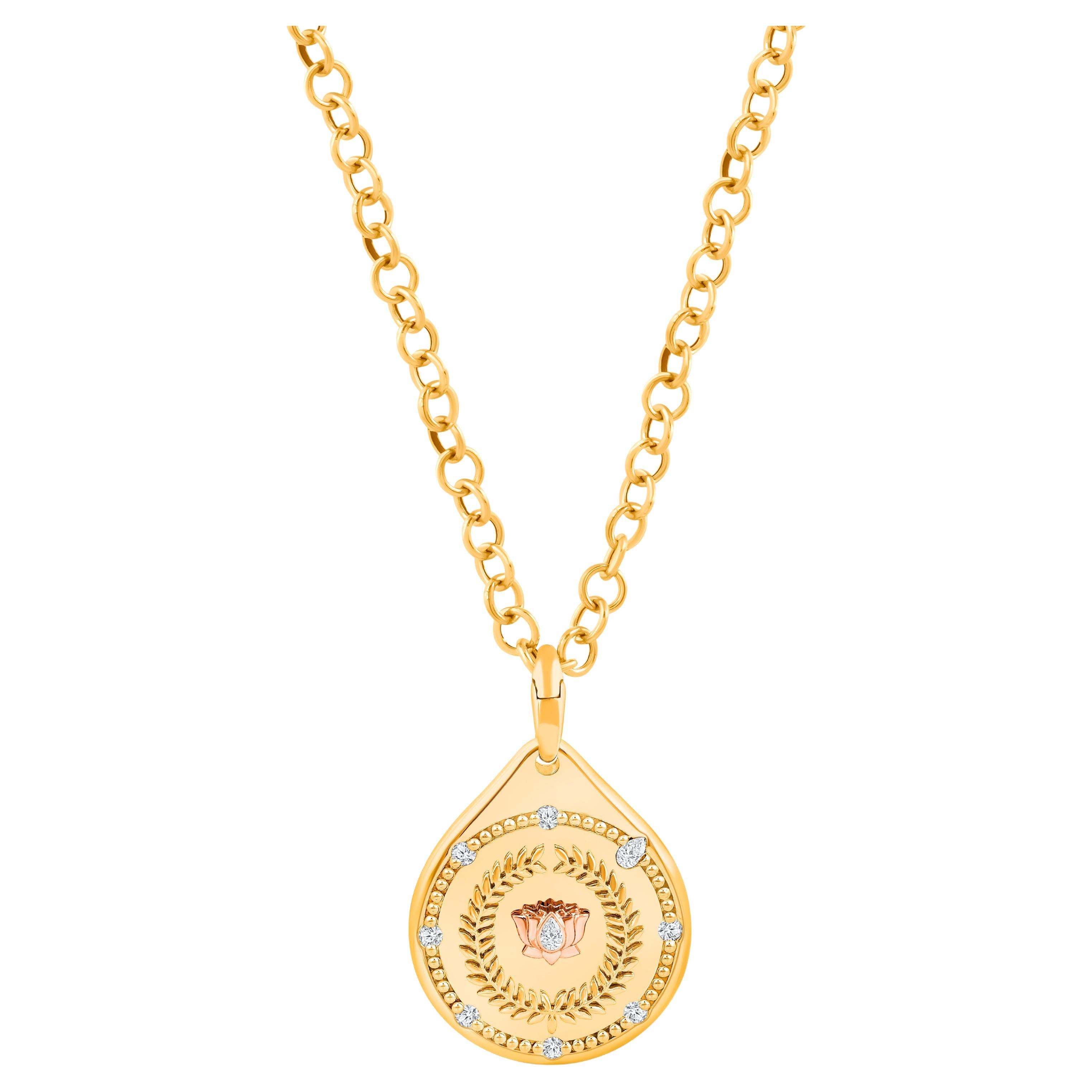 HARAKH 18 Karat Gold Colorless Diamond Drop of JOY Resilience Pendant Necklace