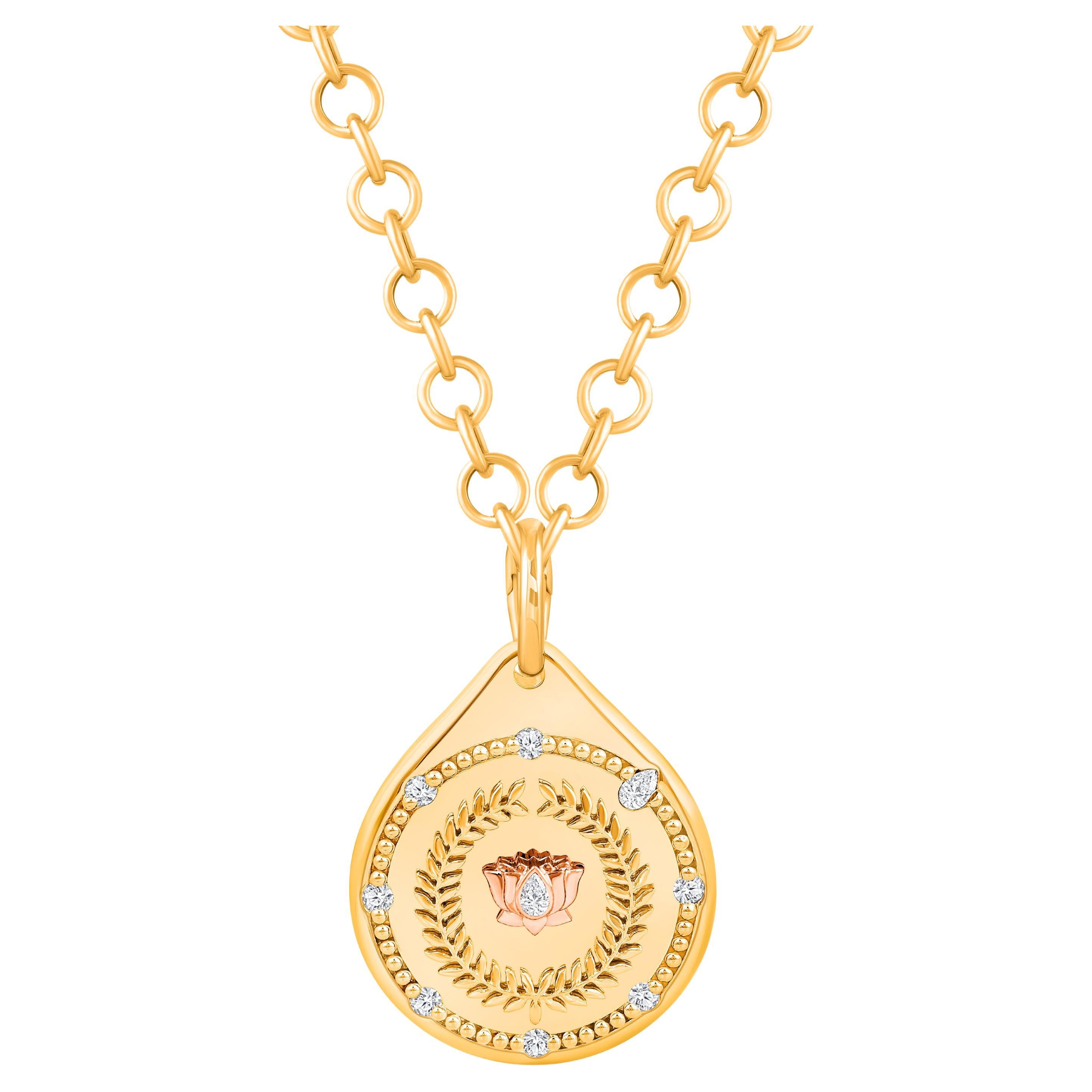 HARAKH 18 Karat Gold farblose Diamant-Halskette mit JOY Resilience-Anhänger