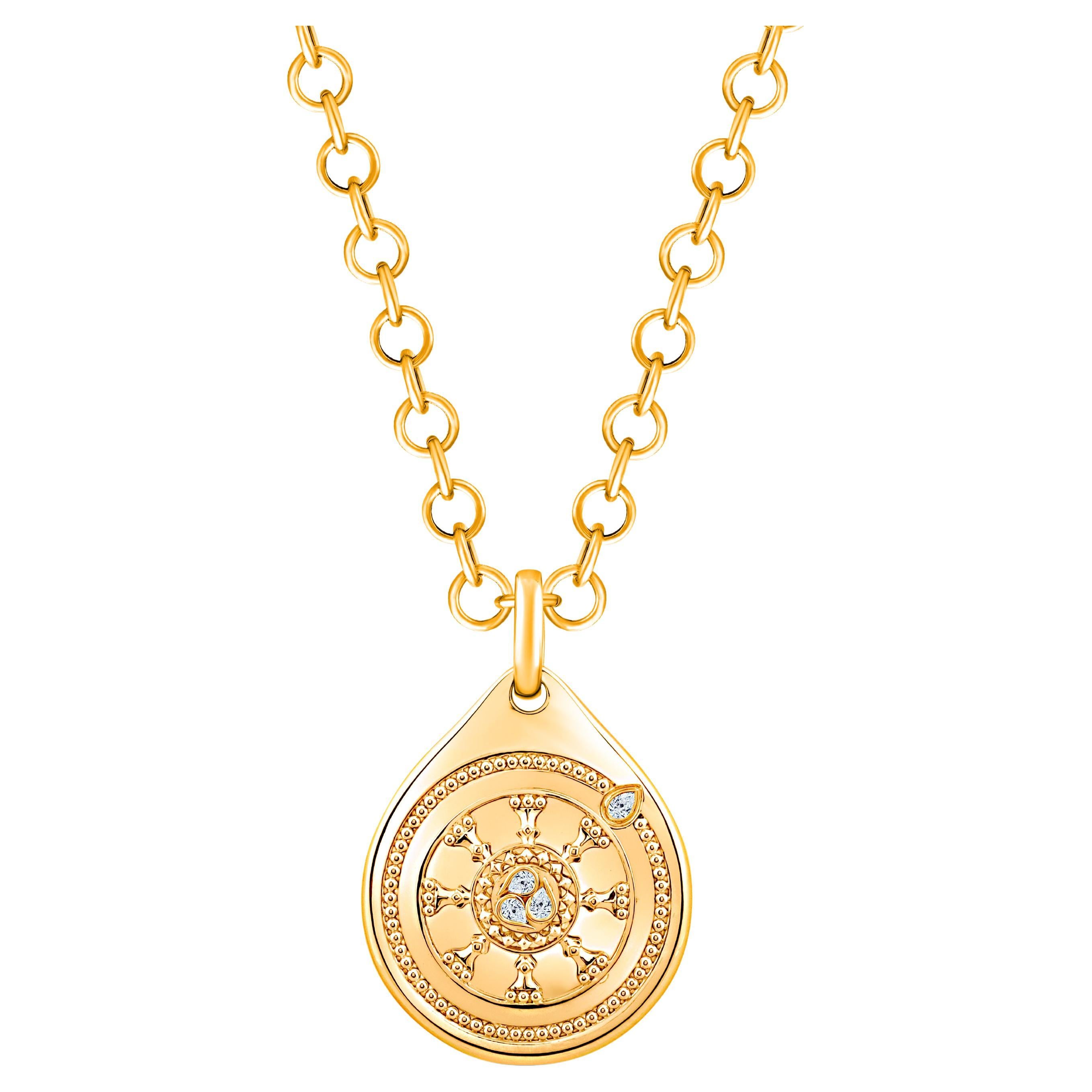 HARAKH 18 Karat Gold Colorless Diamond Drop of JOY Serenity Pendant Necklace
