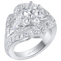 HARAKH GIA Certificado 5 CT Diamante Natural Incoloro 18KT Oro Blanco Anillo Haveli
