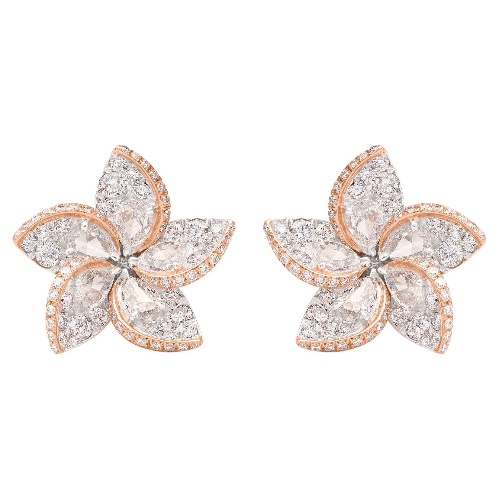 Harakh 18 Karat Rose Gold 1.50 Carat Natural Diamond Frangipani Stud Earrings