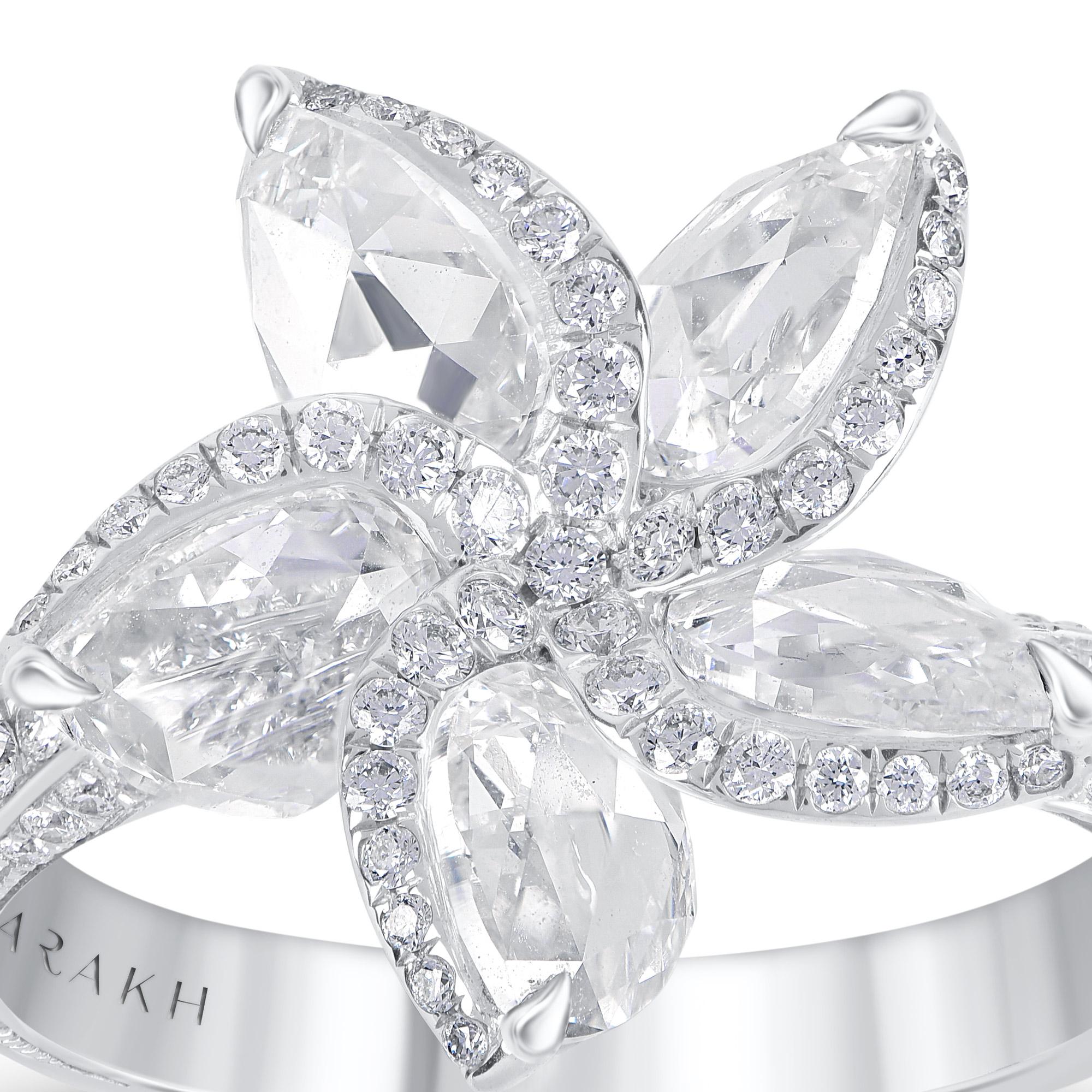 Round Cut Harakh 18 Karat White Gold 2.70 Carat Colorless Diamond Engagement Ring