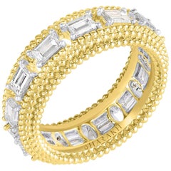 Harakh 18 Karat Yellow Gold Baguette Colorless Diamond Full Eternity Band Ring