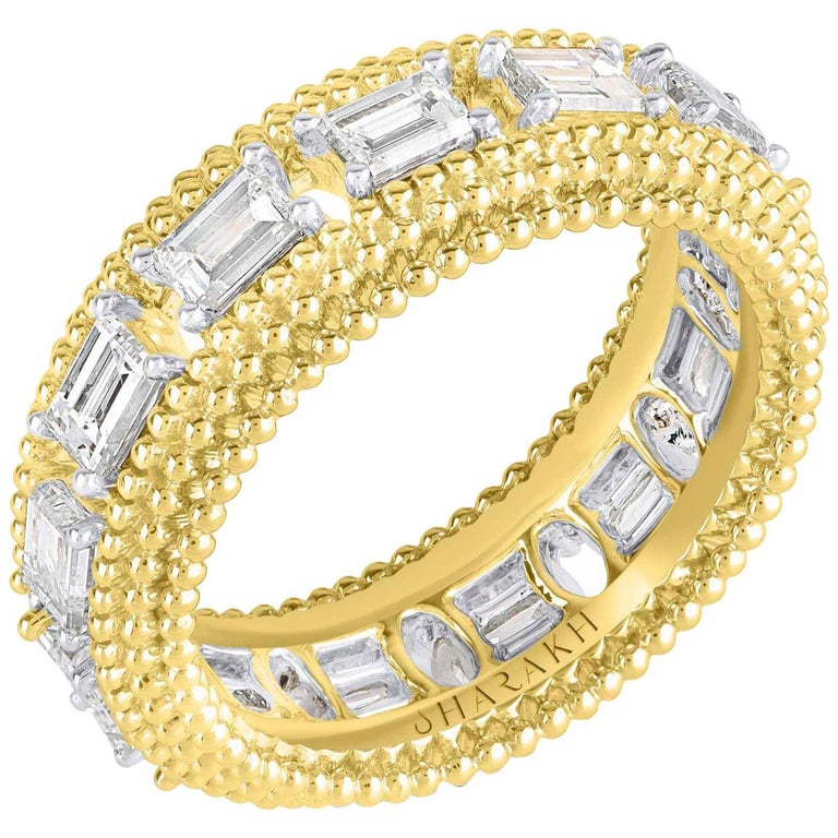 Harakh 18 Karat Yellow Gold Baguette Colorless Diamond Full Eternity ...