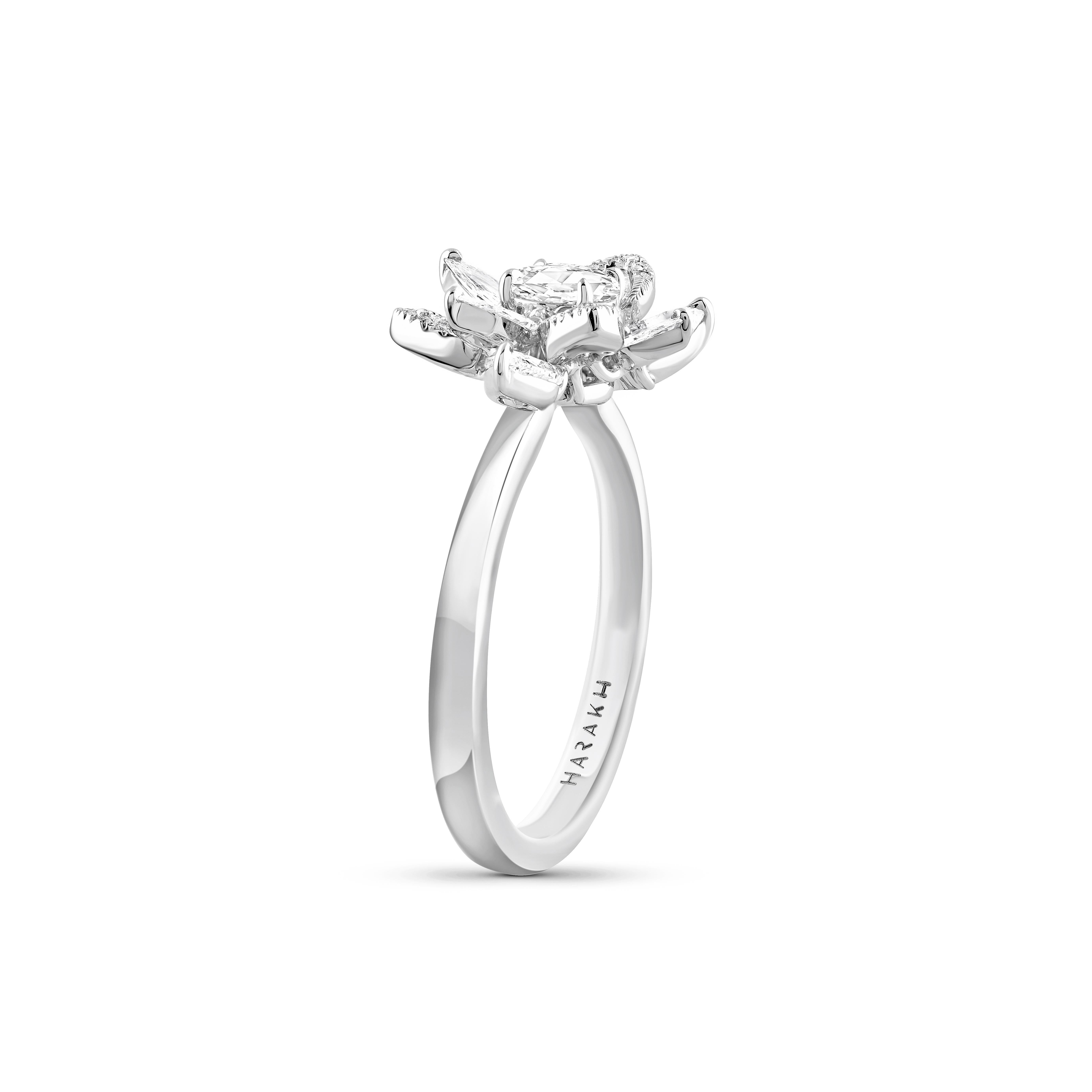 HARAKH 1 1/3 CT farbloser Diamant Cascade Cluster Blume 18KT Gold Ring (Zeitgenössisch) im Angebot