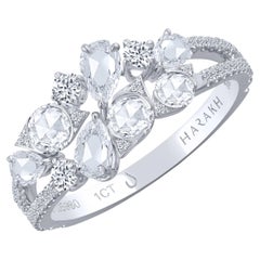 Harakh Bague en or 18 KT à fleurs en cascade de diamants incolores