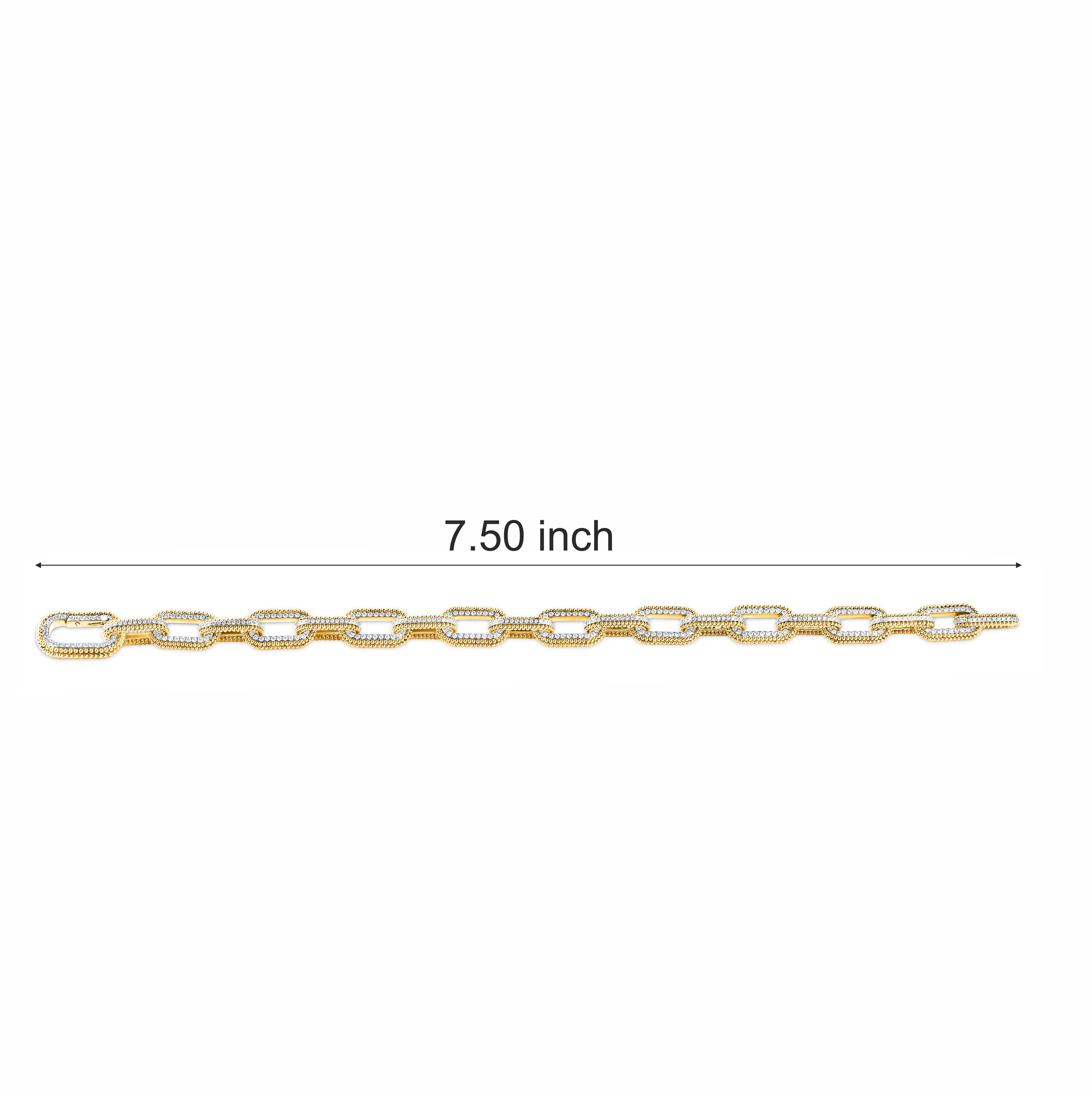HARAKH 18 KT Gold Colorless Diamond Classic Paper Clip Bracelet In New Condition For Sale In New York, NY