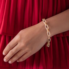 HARAKH 18 KT Gold Colorless Diamond Classic Paper Clip Bracelet