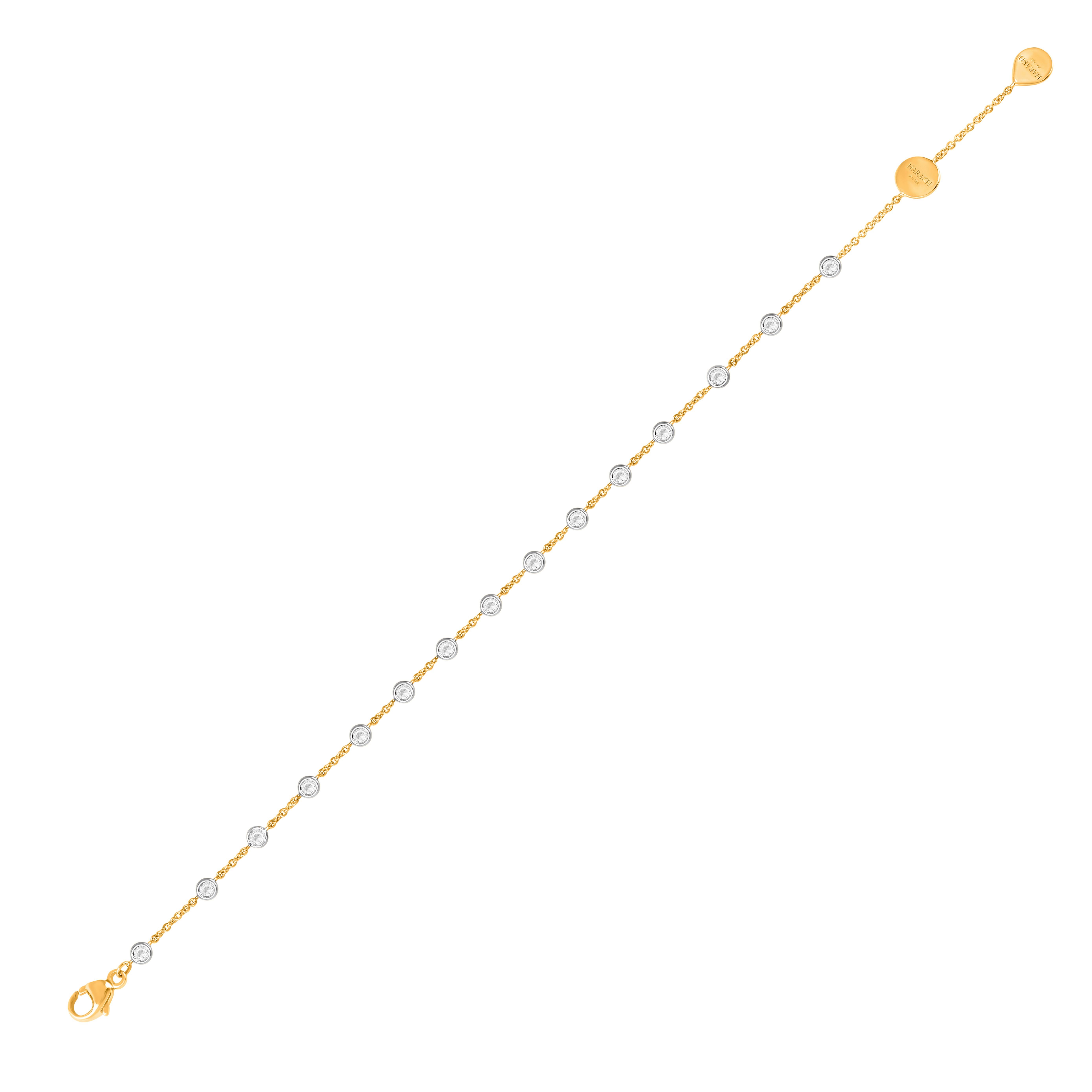 Contemporain Harakh 1/2 CT Natural Colorless Diamond Cascade Bracelet en or jaune 18KT en vente