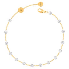 Harakh 18 KT Yellow Gold 0.50 Carat Natural Colorless Diamond Link Bracelet 