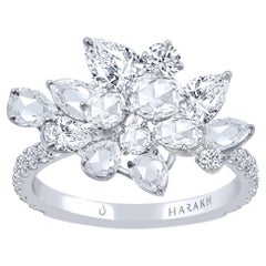 Harakh 1.87 Carat Rose Cut and Brilliant Colorless Diamond Cluster Ring