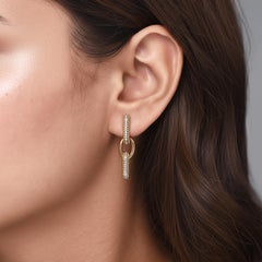 HARAKH 18K Gold Sunlight Paper Clip Earrings 3/8 CT Diamond  GIA Certified