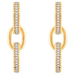 HARAKH 18K Gold Sunlight Paper Clip Earrings 3/8 CT Diamond  GIA Certified