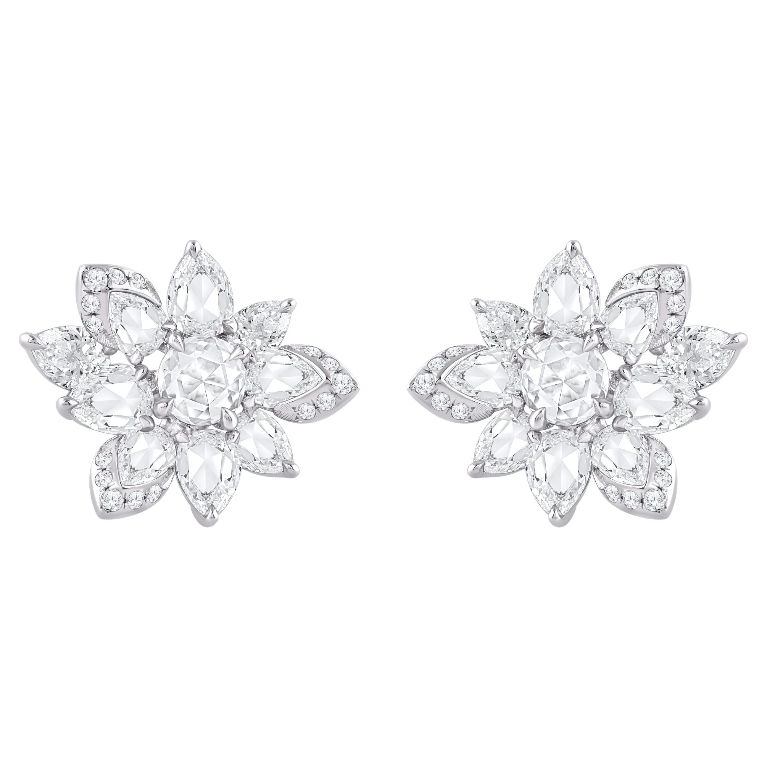 HARAKH 18KT Gold 1 3/4 CT Natural Colorless Diamond Cascade Earrings