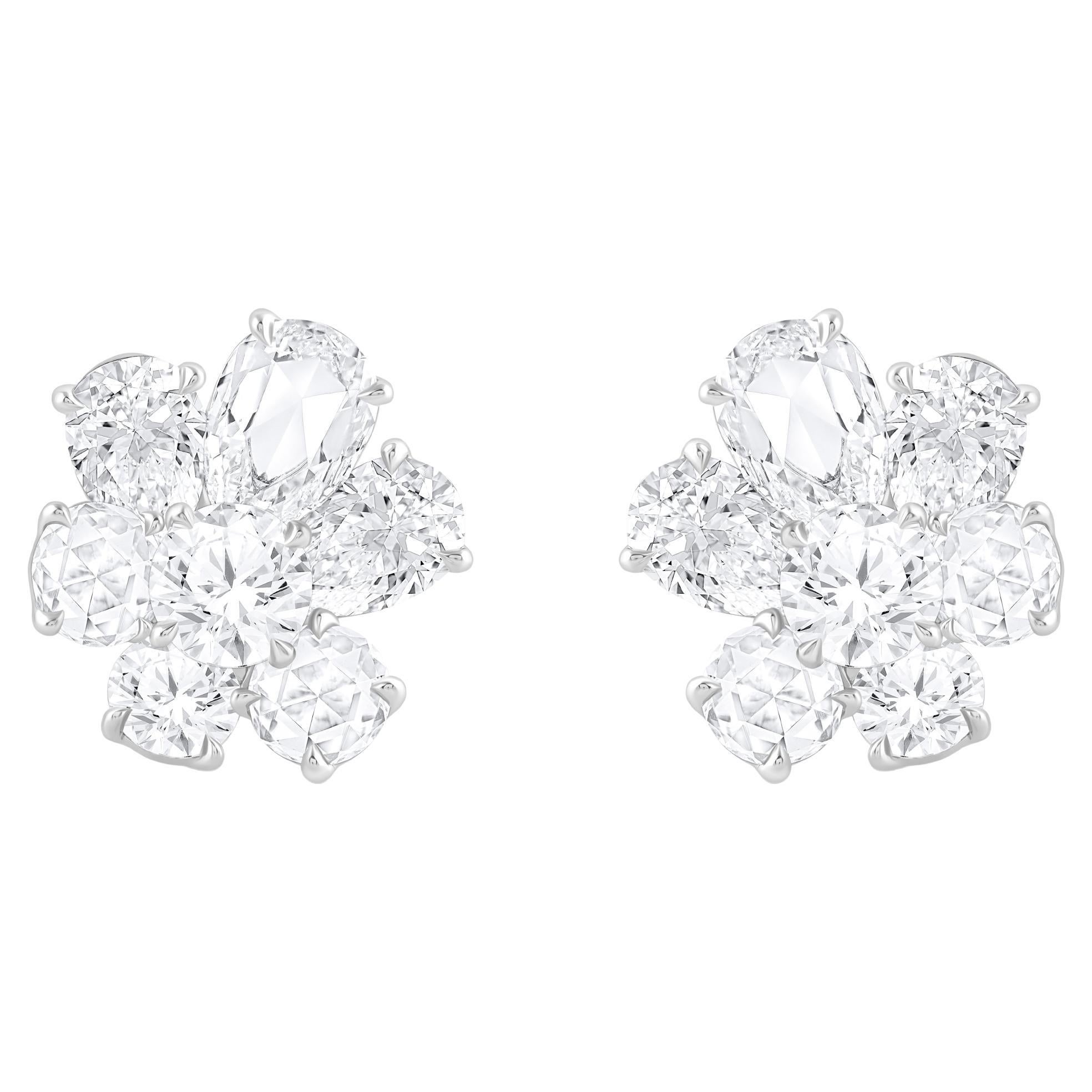 HARAKH 18KT Gold 2 5/8 CT Natural Colorless Diamond Cascade Earrings