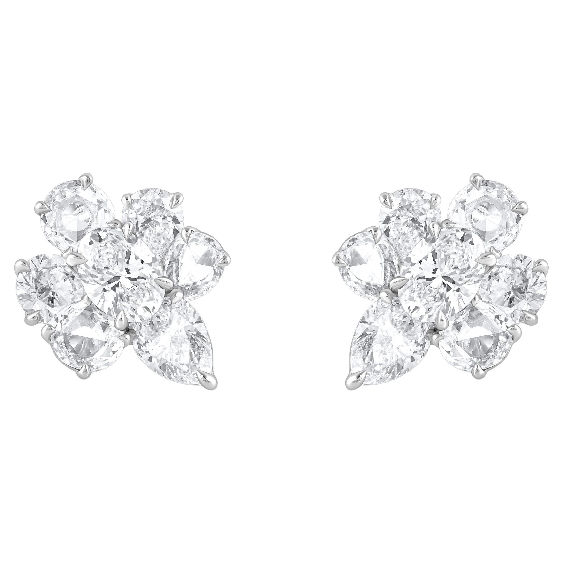 HARAKH 18KT Gold 3 1/2 CT Natural Colorless Diamond Cascade Earrings