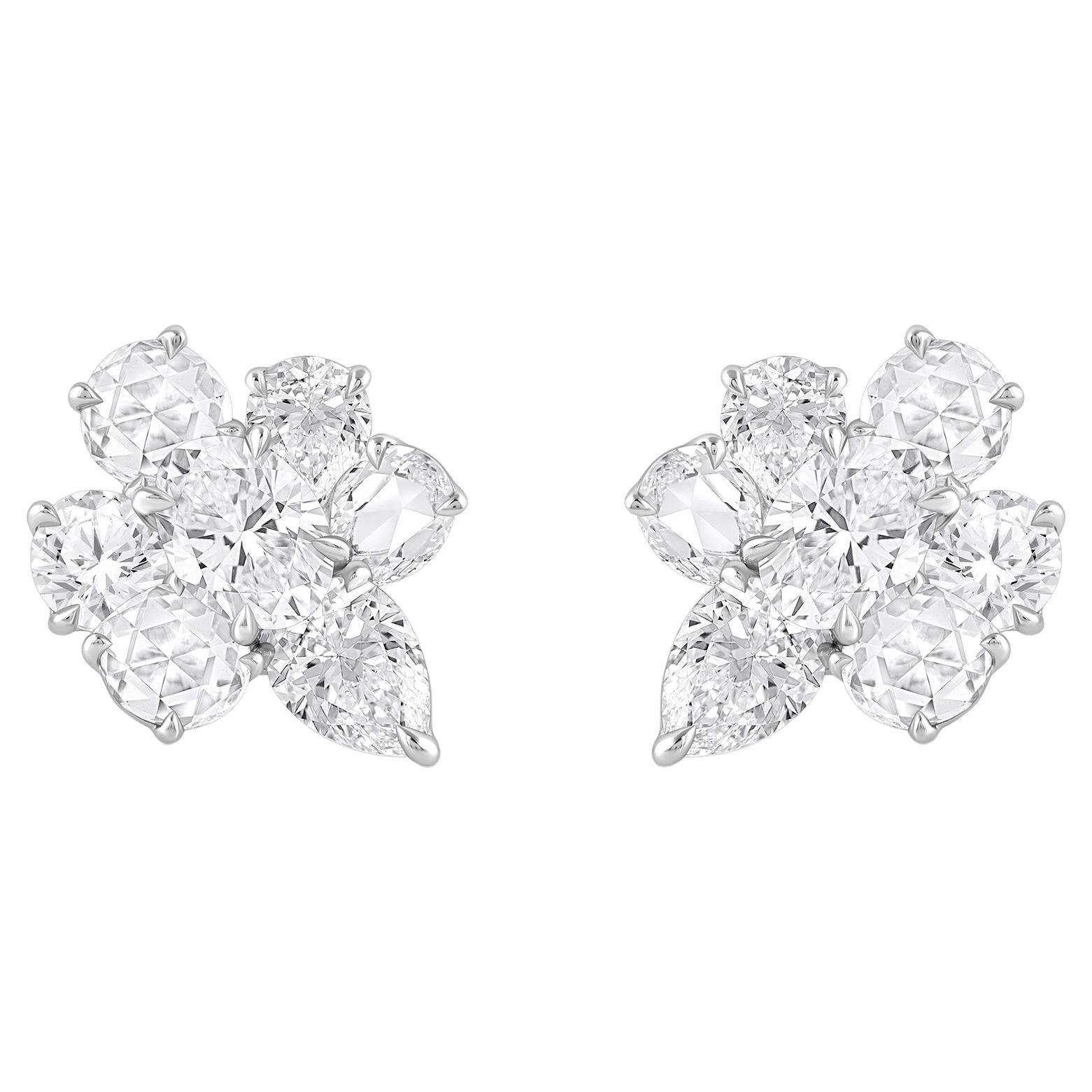 HARAKH 18KT Gold 3 1/2 CT natürliche farblose Diamant Cascade Ohrringe