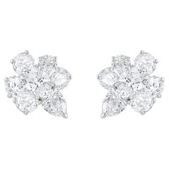 HARAKH 18KT Gold 3 1/2 CT Natural Colorless Diamond Cascade Earrings