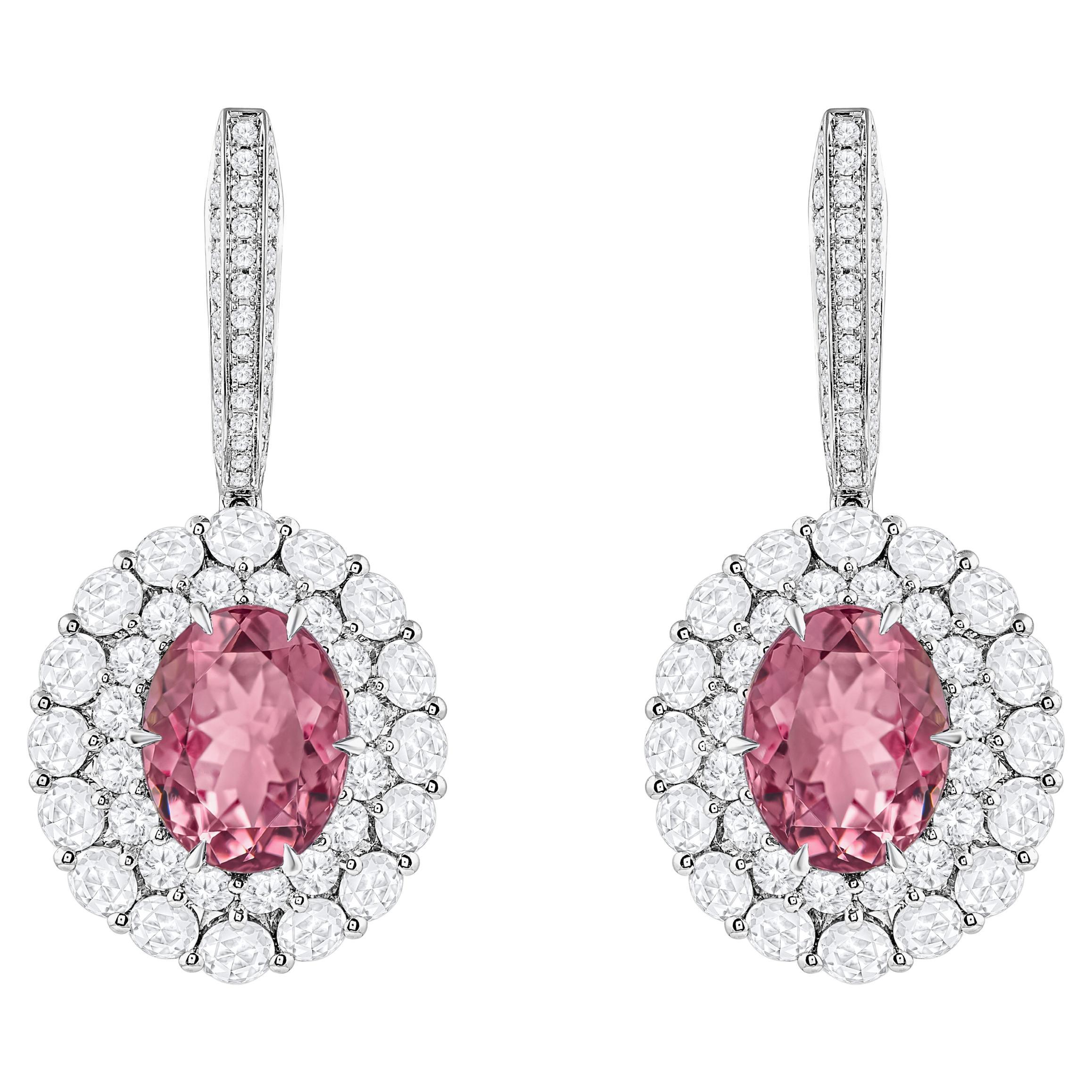 HARAKH 18KT Gold Farbloser Diamant und Pinker Turmalin Cascade Ohrring