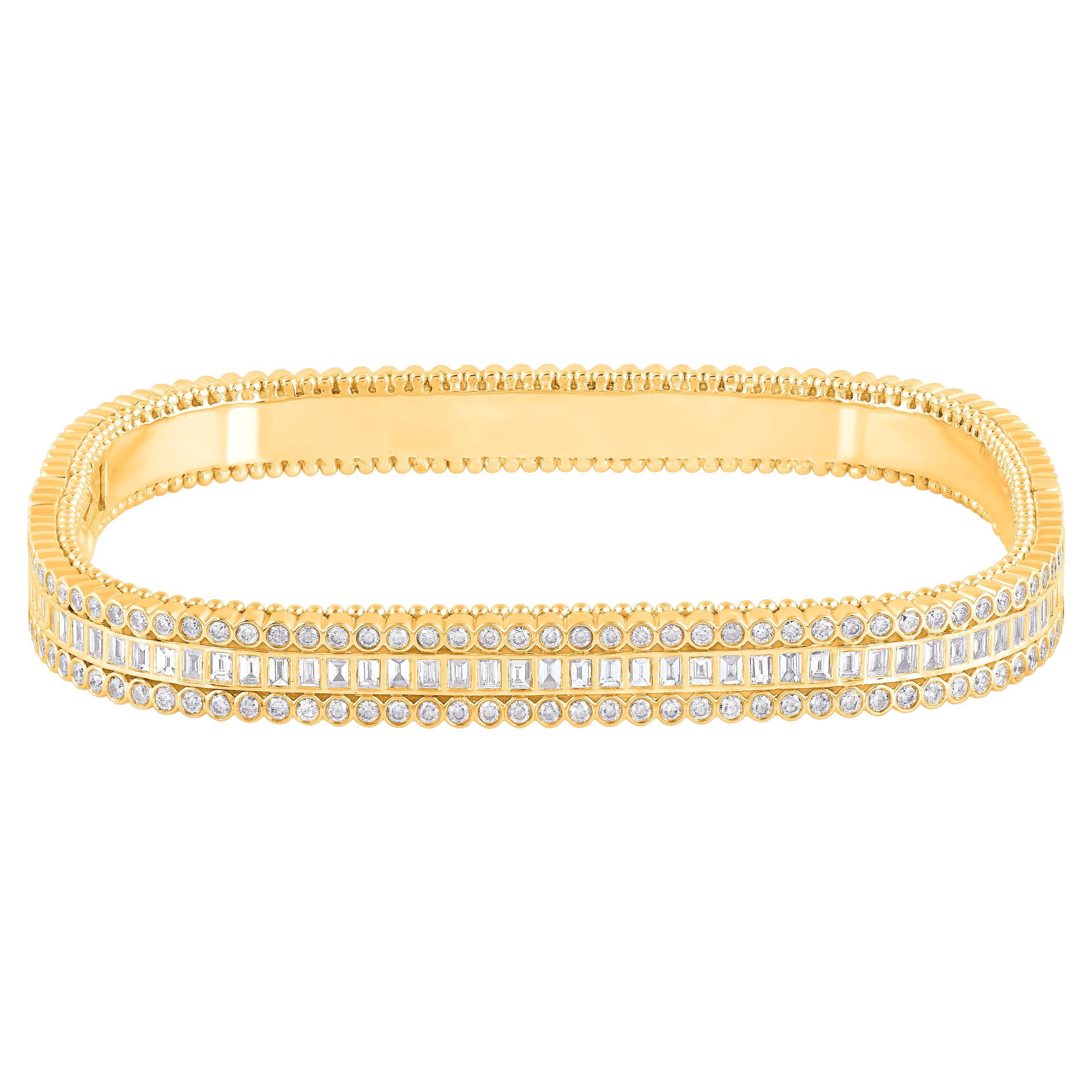 HARAKH 18KT Gold 4 1/2 CT Nature Colorless Diamond Sunlight Bangle