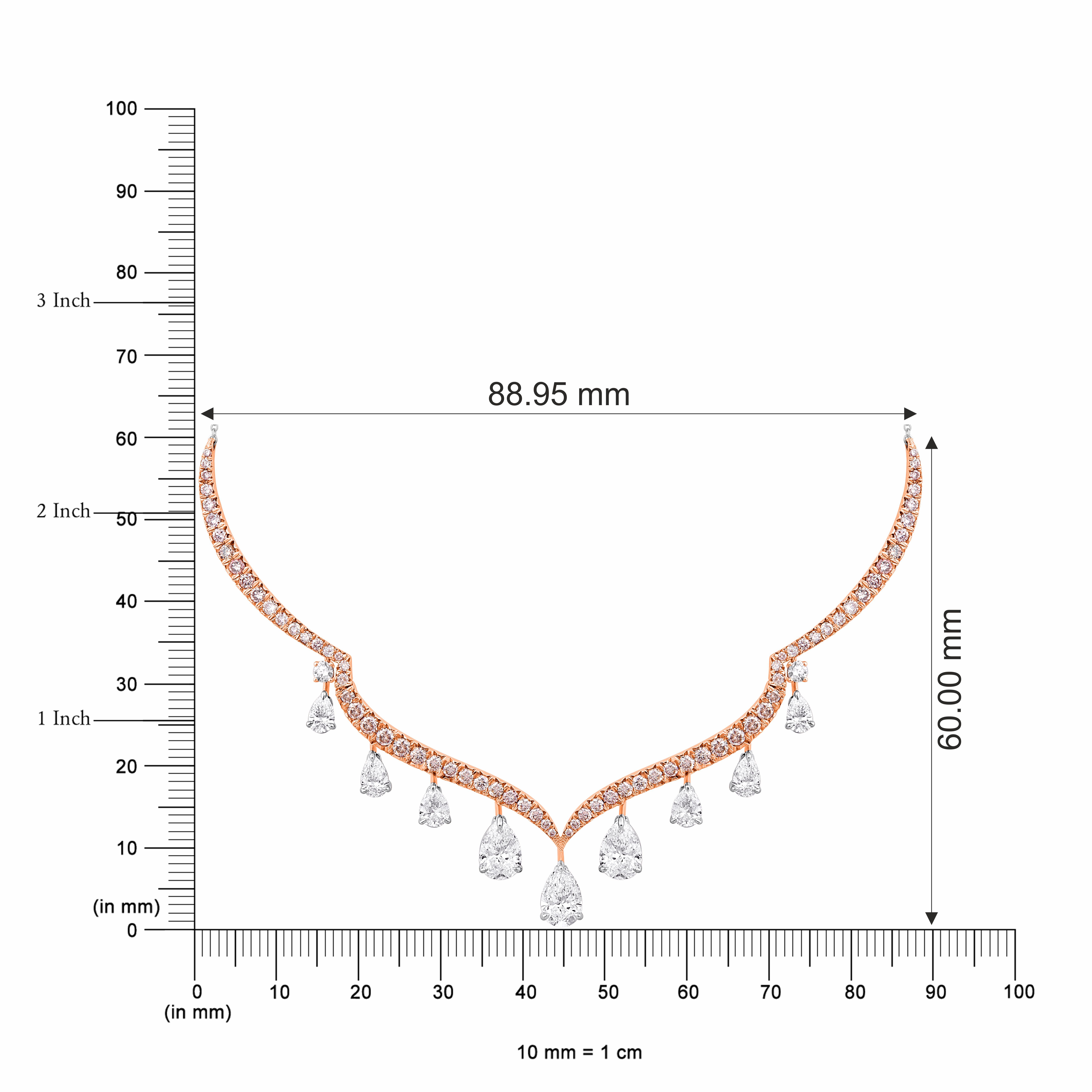HARAKH 5 Karat farblose Diamanten und Pink Diamond Argyle 18KT Gold Halskette im Zustand „Neu“ im Angebot in New York, NY