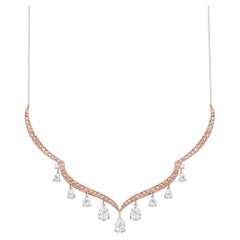 HARAKH 5 Carat Colorless Diamond and Argyle Pink Diamond 18KT Gold Necklace