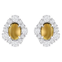 Orecchino a cascata con diamante incolore e tormalina verde bruna in oro 18KT di Harakh