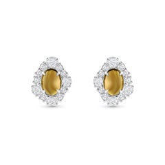 HARAKH 18KT Gold Colorless Diamond and Brownish Green Tourmaline Cascade Earring