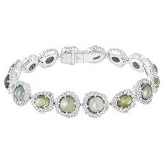 HARAKH 18KT Gold Colorless Diamond and Green Tourmaline Cascade Bracelet