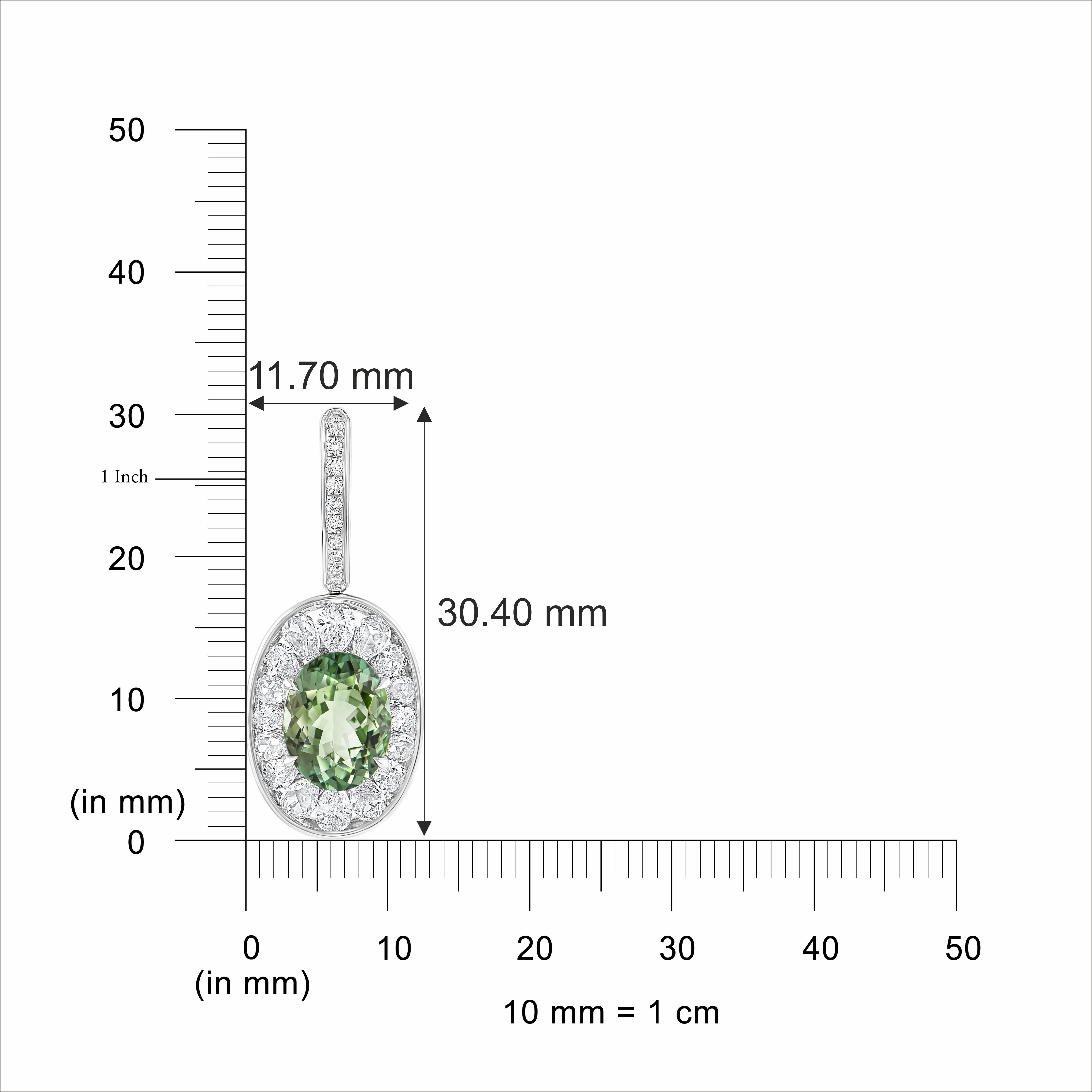Modern HARAKH 18KT Gold Colorless Diamond and Green Tourmaline Cascade Earring