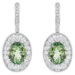 Harakh Boucle d'oreille en or 18KT avec diamant incolore et tourmaline verte en Cascade