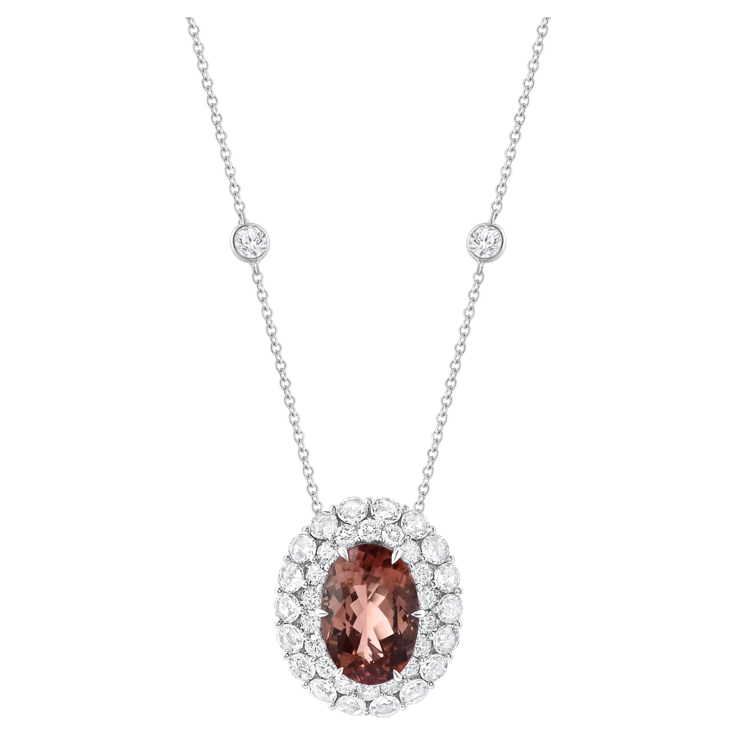 Harakh Pendentif en or 18 KT diamant incolore et tourmaline Cascade brun orangé en vente
