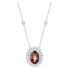 Ciondolo in oro 18 KT con diamante incolore e tormalina marrone a cascata HARAKH