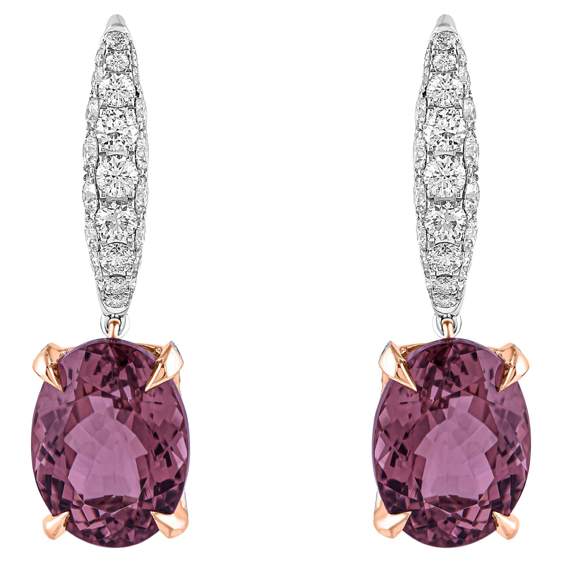 HARAKH 18KT Gold Colorless Diamond and Orangy Brown Tourmaline Raindrop Earring