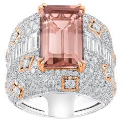 HARAKH Anillo Mandala de Oro de 18 KT con Diamante Incoloro y Turmalina Marrón Naranja