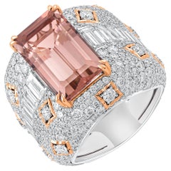 HARAKH 18KT Gold Colorless Diamond and Orangy Brown Tourmaline Mandala Ring