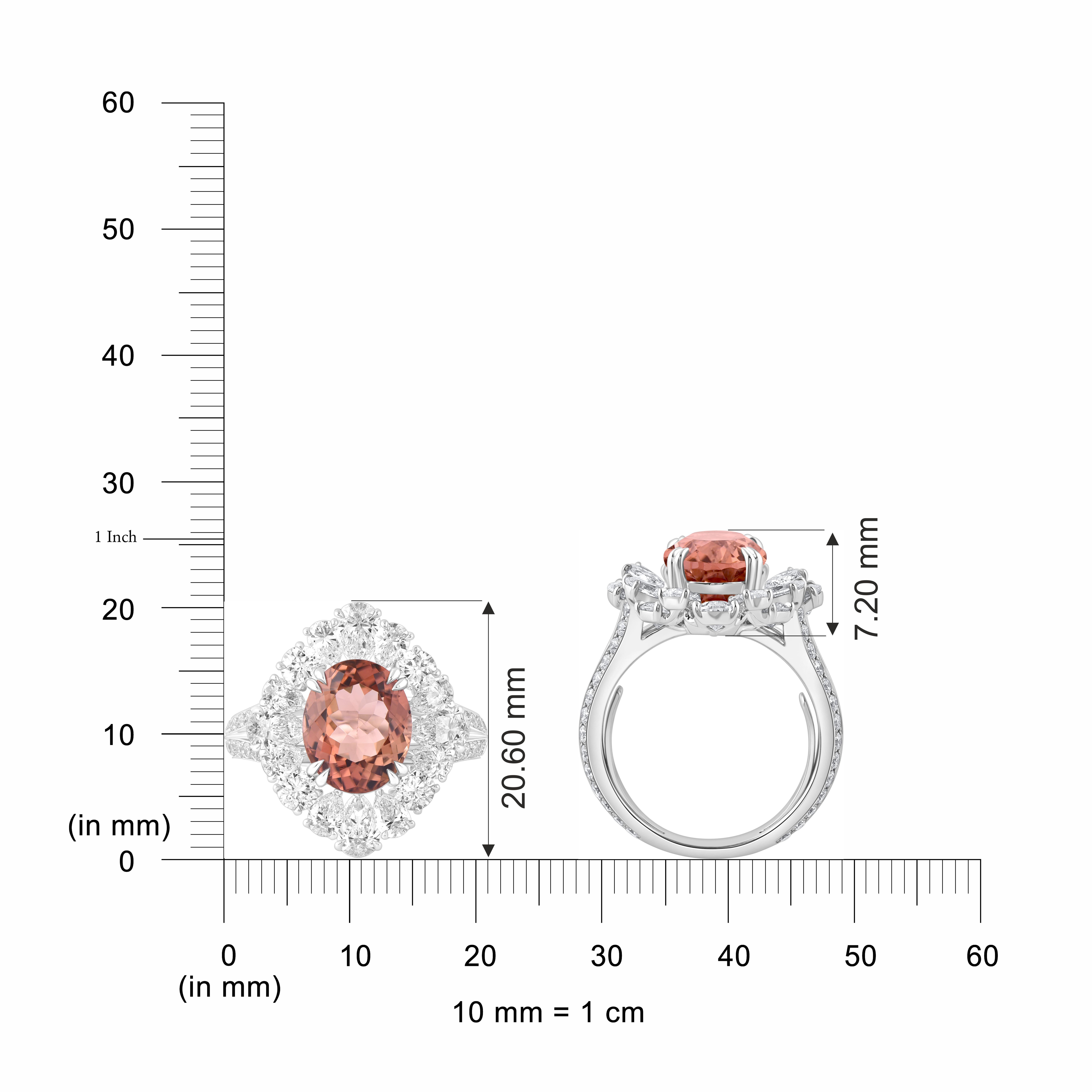 Harakh Bague goutte de pluie en or 18KT, diamant incolore et tourmaline brune orangée Neuf - En vente à New York, NY