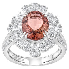 HARAKH 18KT Gold Colorless Diamond and Orangy Brown Tourmaline Raindrop Ring