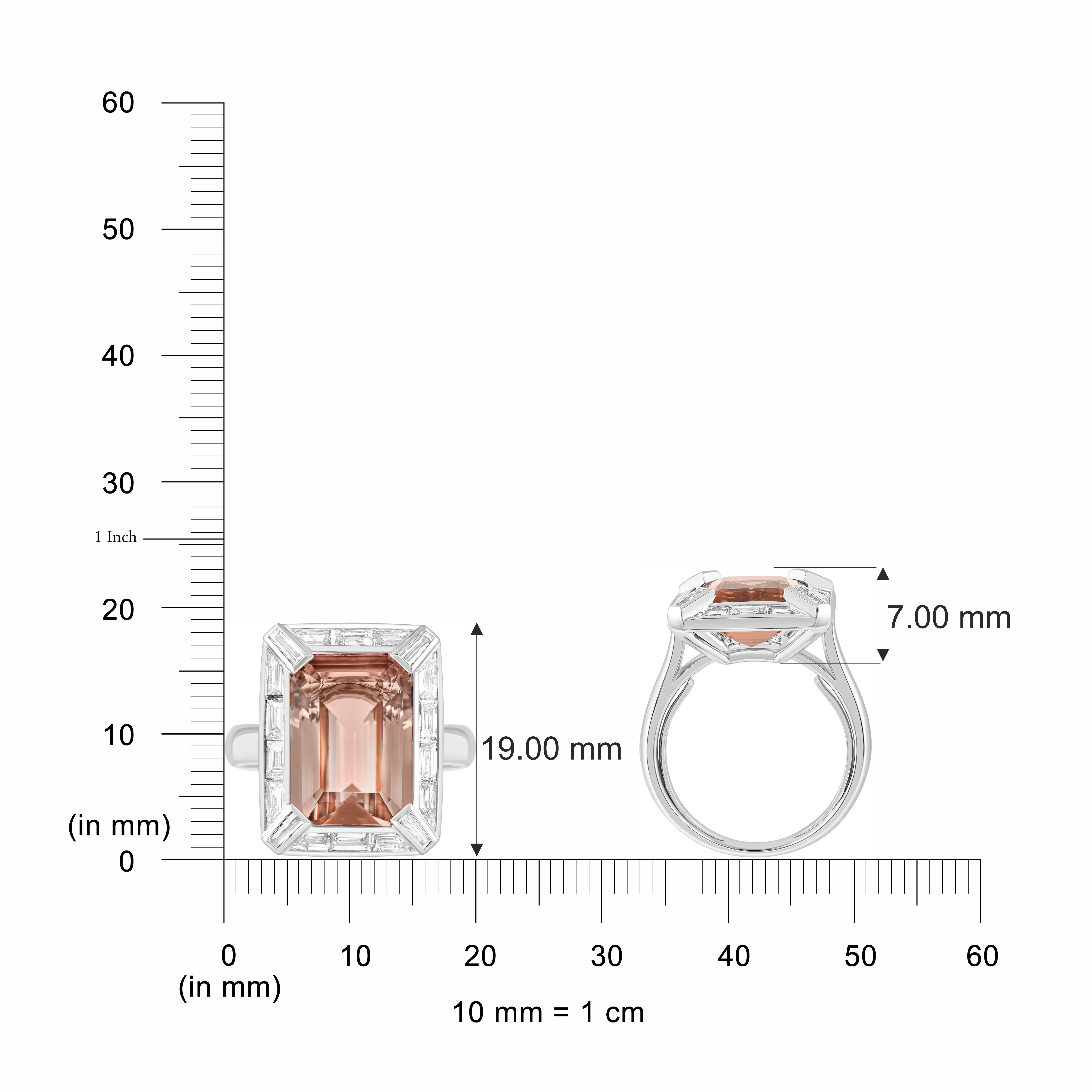 HARAKH 18KT Gold Farbloser Diamant und Oranger brauner Turmalin Sonnenlicht Ring (Brillantschliff) im Angebot