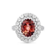 HARAKH 18KT Gold Colorless Diamond and Padparadscha Tourmaline Cascade Ring