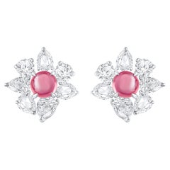 Orecchino a cascata con diamante incolore e tormalina rosa in oro 18KT di Harakh