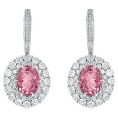 HARAKH Pendiente Cascada Oro 18KT Diamante Incoloro y Turmalina Rosa