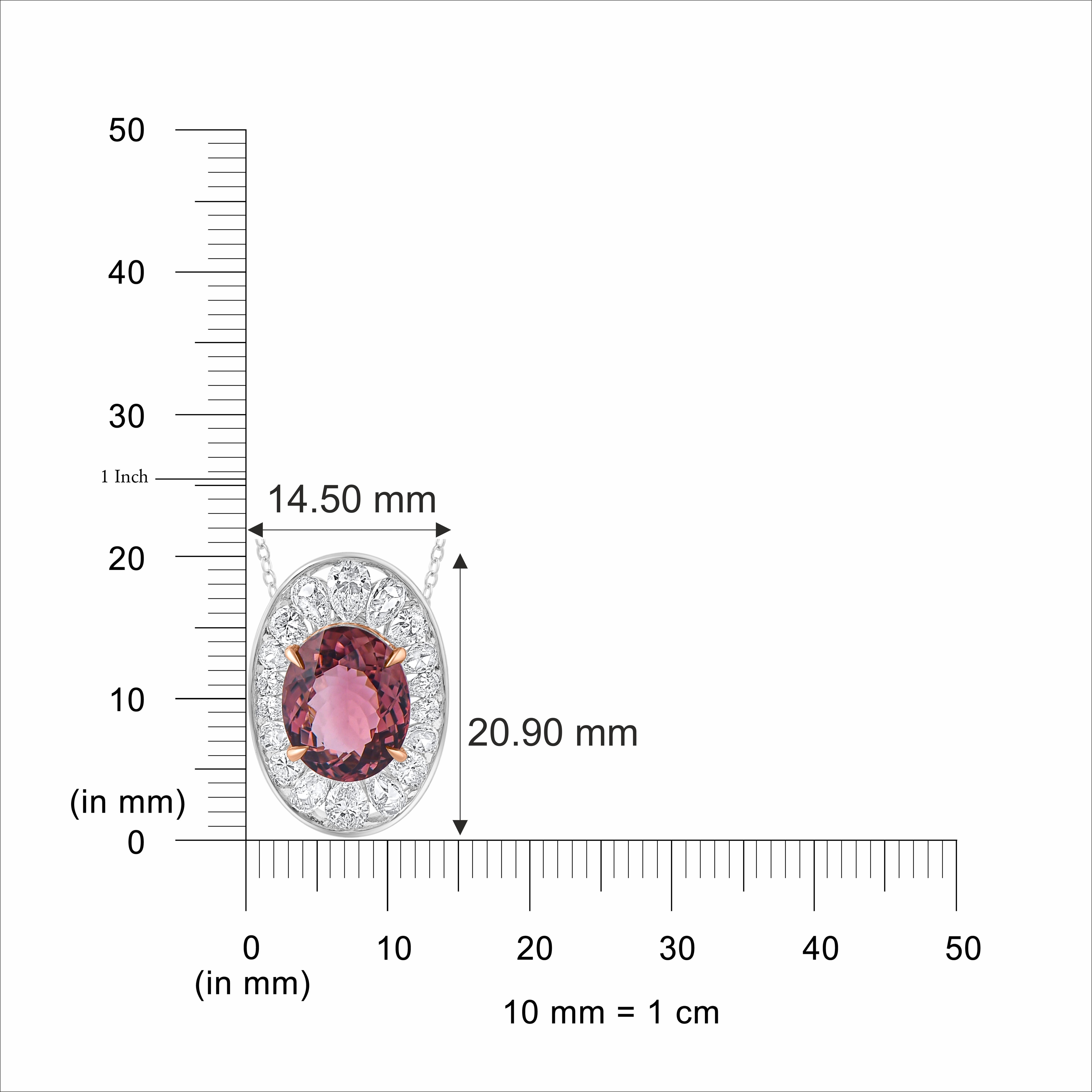 Contemporain Pendentif Cascade en or 18KT avec diamant incolore et tourmaline rose en vente
