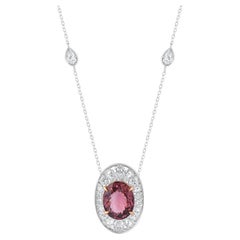 HARAKH 18KT Gold Colorless Diamond and Pink Tourmaline Cascade Pendant