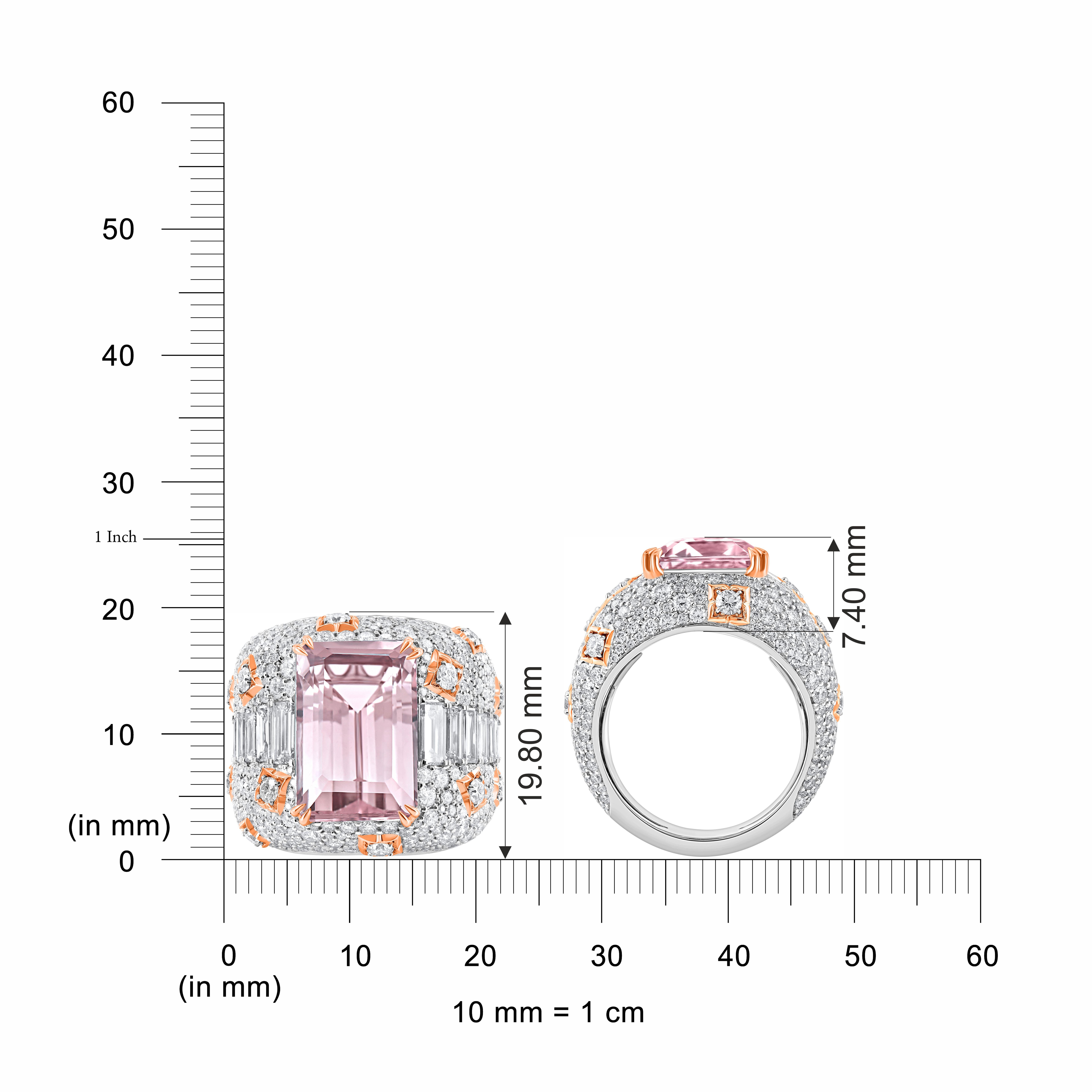 Taglio brillante Anello Mandala con diamante incolore e tormalina rosa in oro 18KT di Harakh in vendita